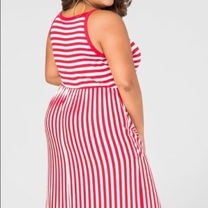 Striped double slit maxi dress